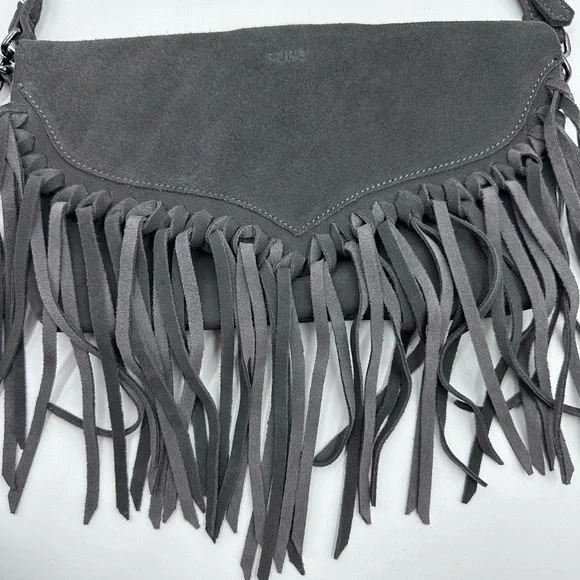 Susu crossbody suede leather fringe grey purse NWT - Picture 8 of 9